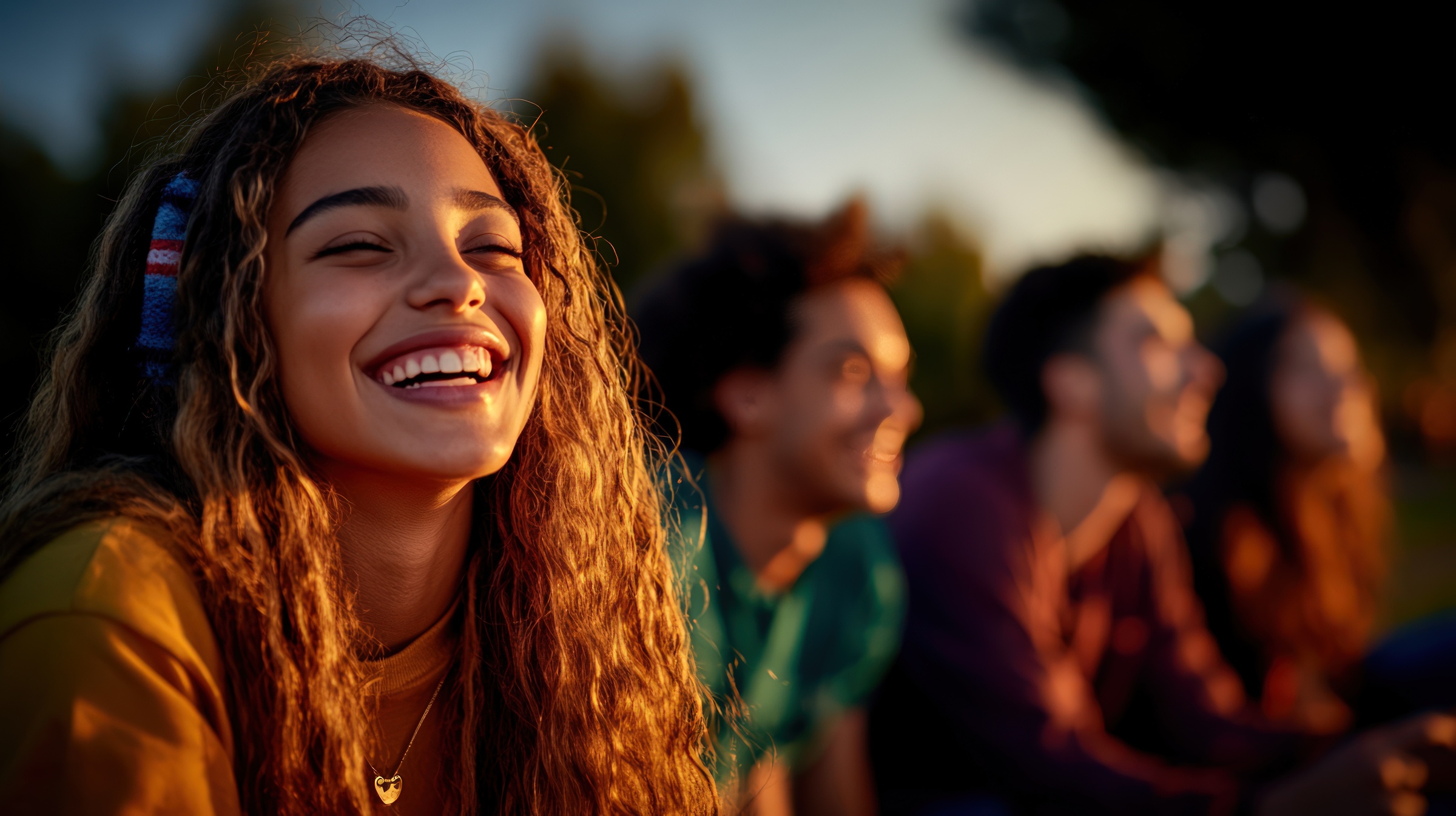 Adults connecting outdoors
